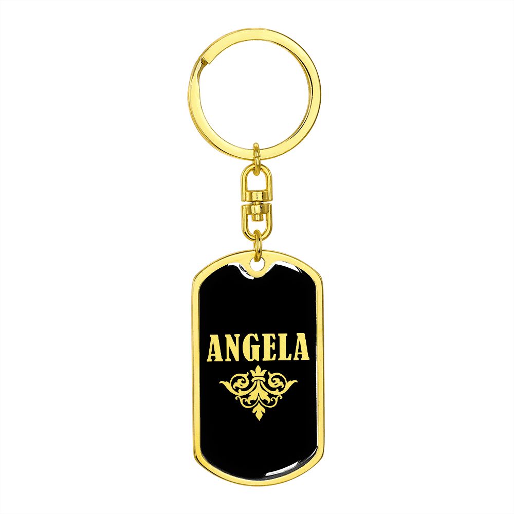 Angela v02a - Luxury Dog Tag Keychain