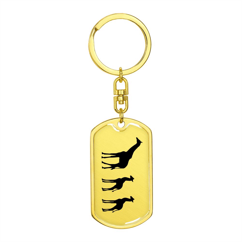 Mama Giraffe With 2 Calves - Luxury Dog Tag Keychain