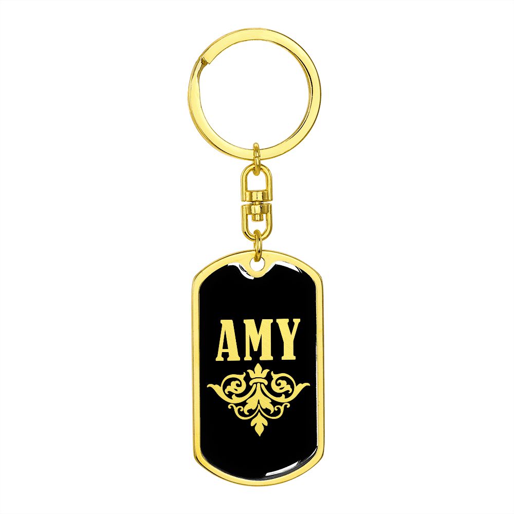 Amy v02a - Luxury Dog Tag Keychain