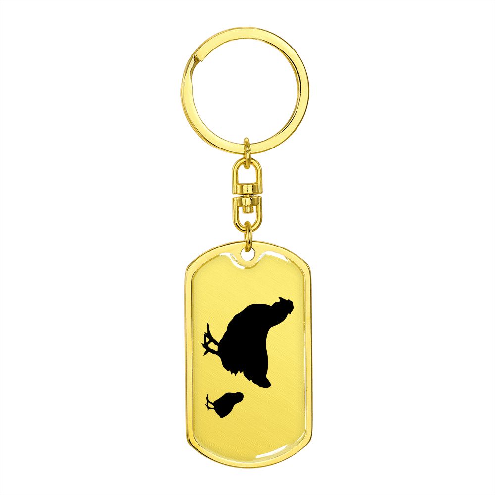 Mama Chicken With 1 Chick - Luxury Dog Tag Keychain
