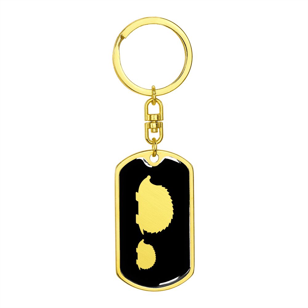 Mama Hedgehog With 1 Hoglet v2 - Luxury Dog Tag Keychain