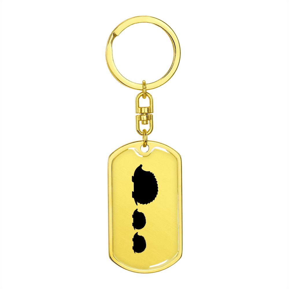 Mama Hedgehog With 2 Hoglets - Luxury Dog Tag Keychain