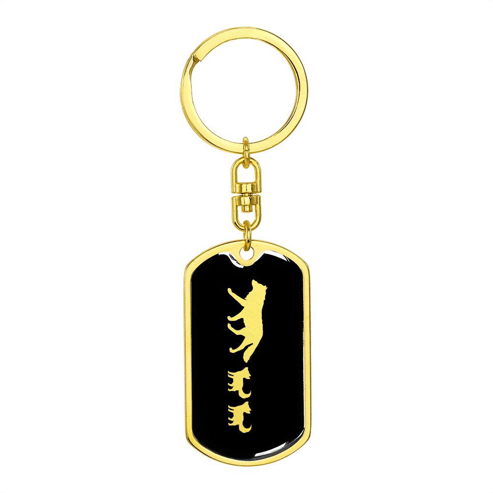 Mama Wolf With 2 Pups v2 - Luxury Dog Tag Keychain