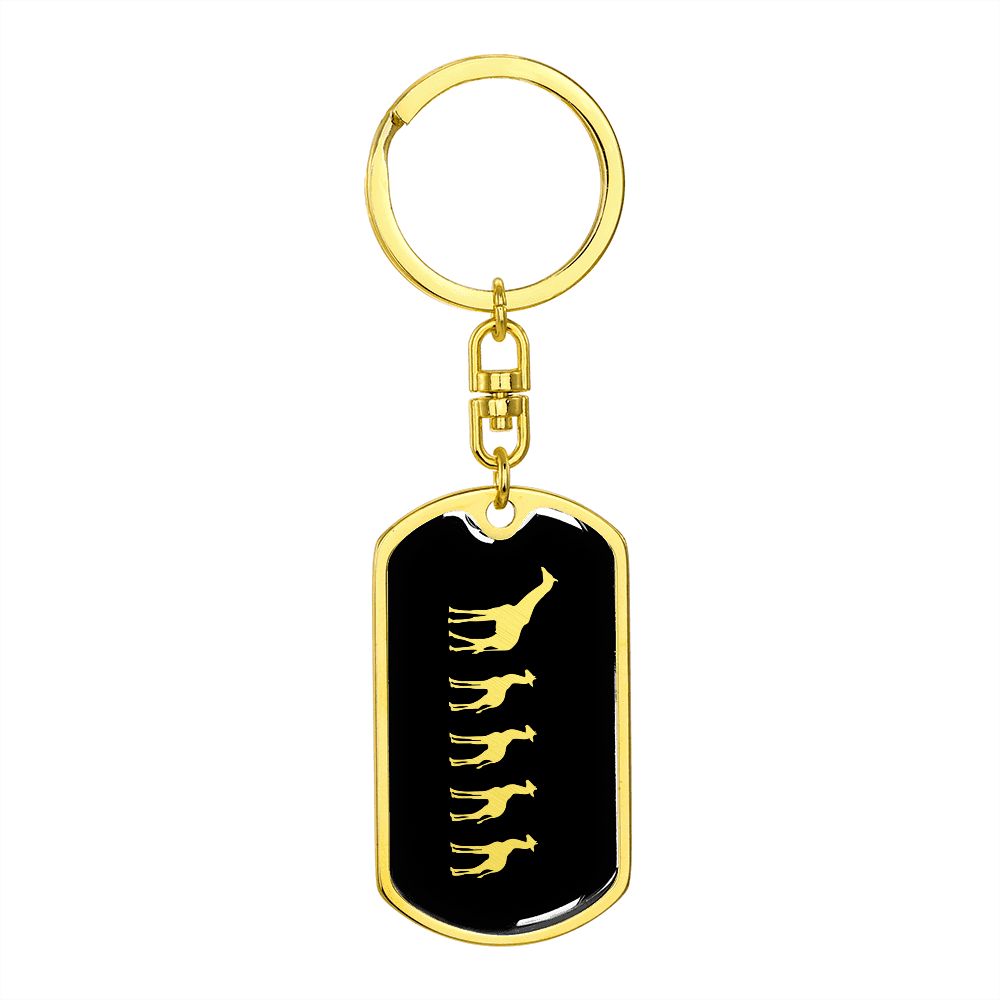 Mama Giraffe With 4 Calves v2 - Luxury Dog Tag Keychain
