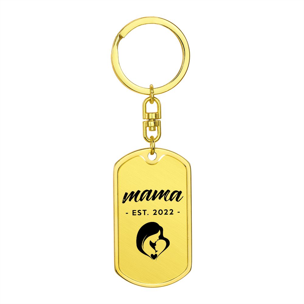 Mama, Est. 2022 - Luxury Dog Tag Keychain