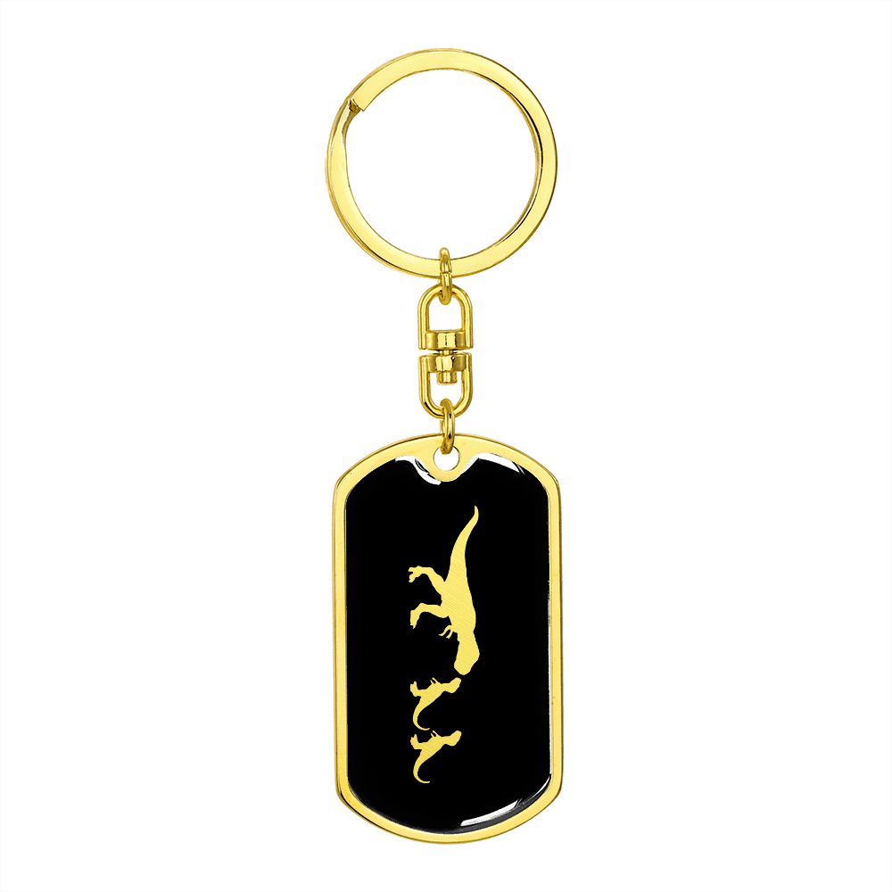 Mama Dinosaur With 2 Hatchlings v2 - Luxury Dog Tag Keychain