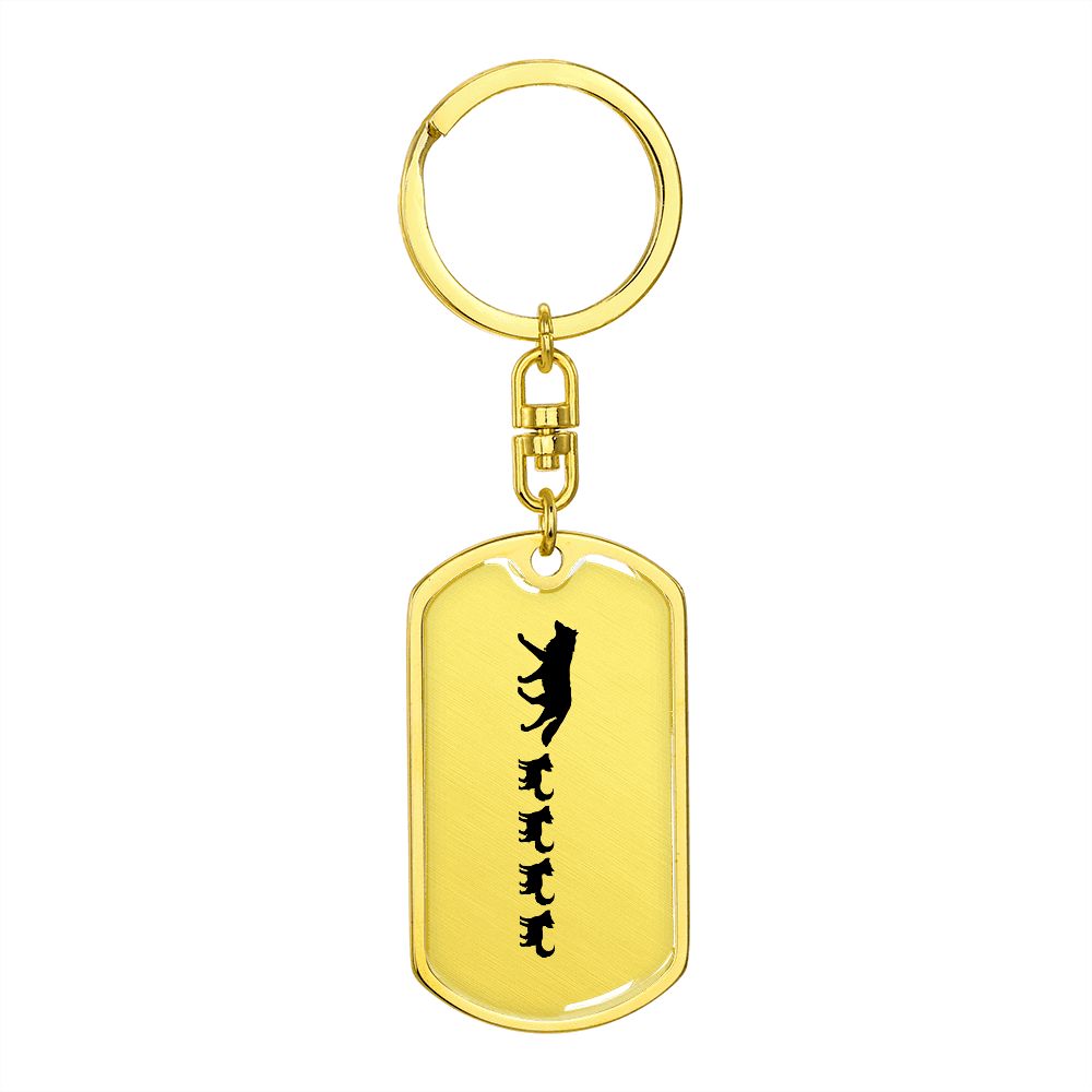 Mama Wolf With 4 Pups - Luxury Dog Tag Keychain