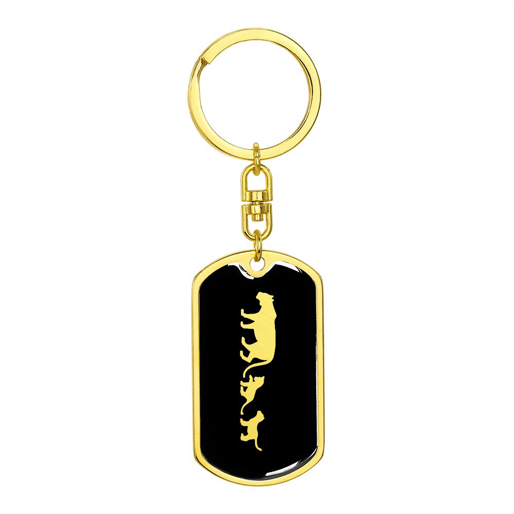 Mama Lioness With 2 Cubs v2 - Luxury Dog Tag Keychain