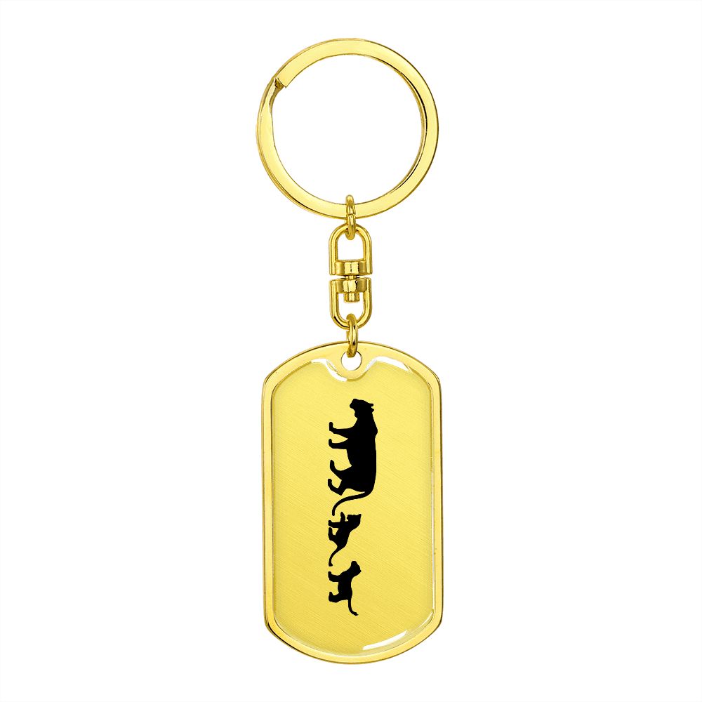 Mama Lioness With 2 Cubs - Luxury Dog Tag Keychain