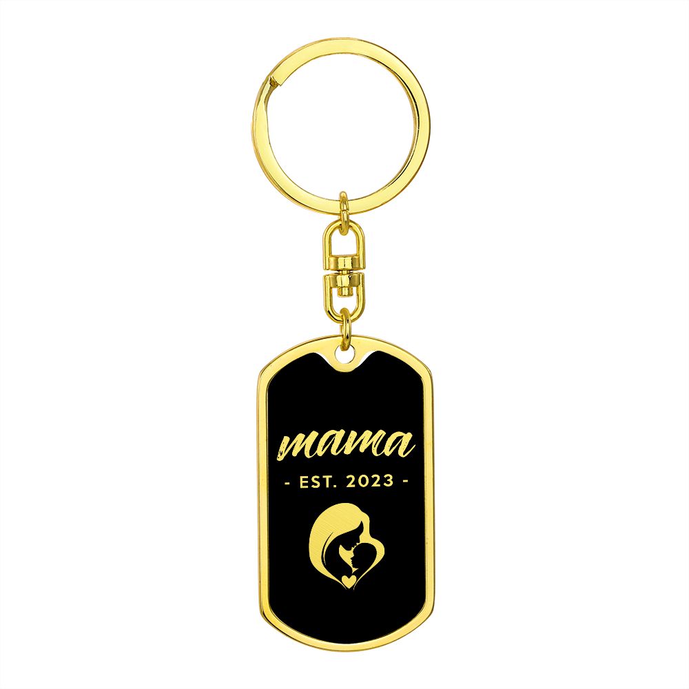 Mama, Est. 2023 v2 - Luxury Dog Tag Keychain