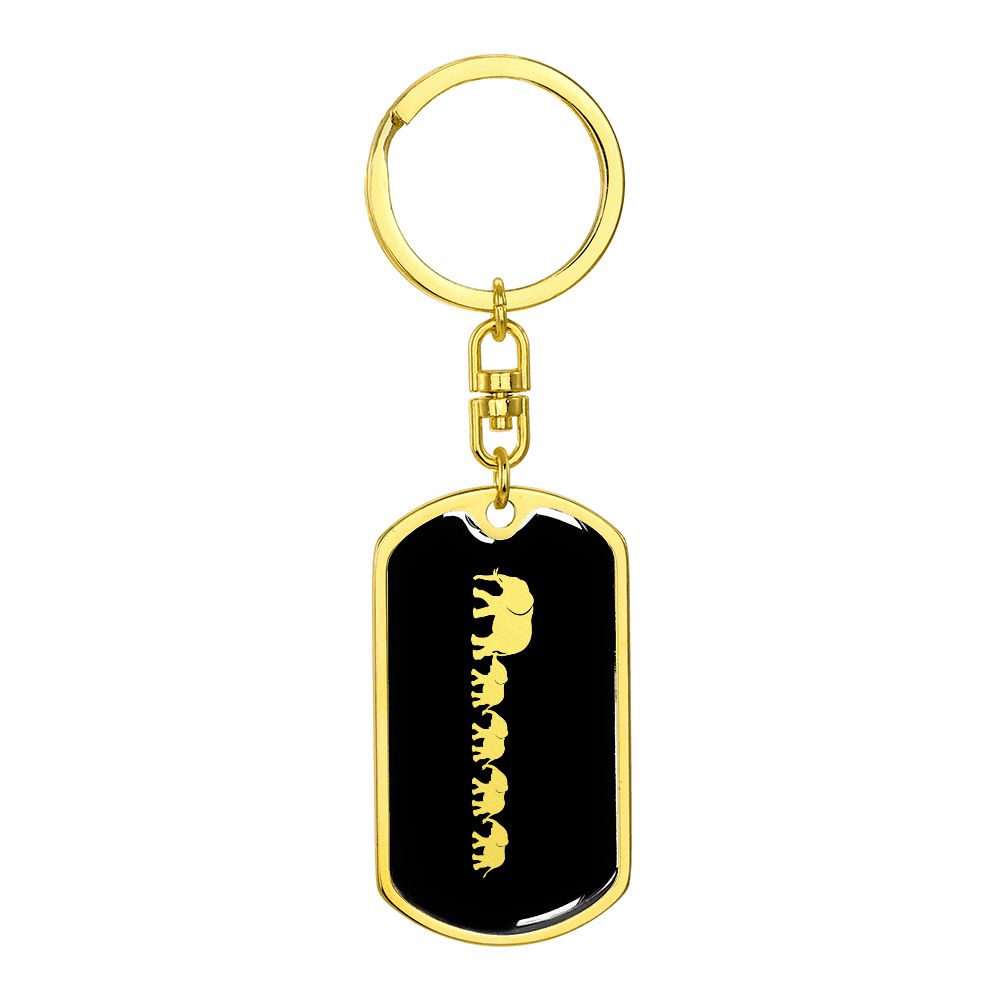 Mama Elephant With 4 Calves v2 - Luxury Dog Tag Keychain