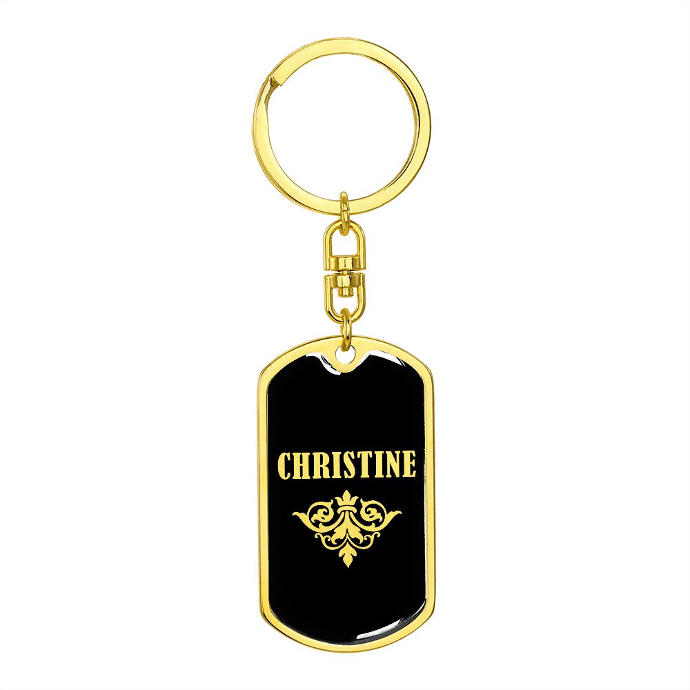 Christine v02a - Luxury Dog Tag Keychain