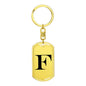 Initial F v1a - Luxury Dog Tag Keychain