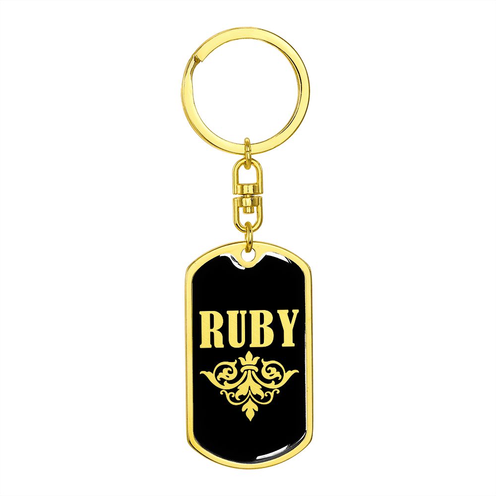 Ruby v02a - Luxury Dog Tag Keychain