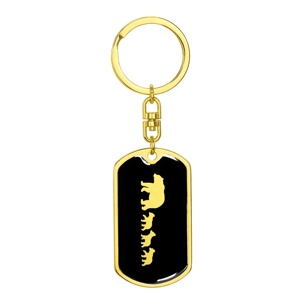 Mama Bear With 3 Cubs v2 - Luxury Dog Tag Keychain
