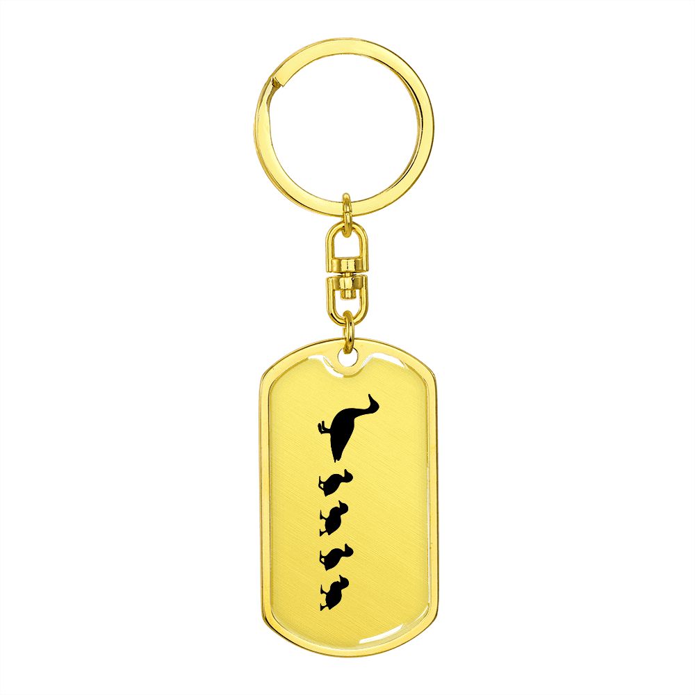 Mama Duck With 4 Ducklings - Luxury Dog Tag Keychain