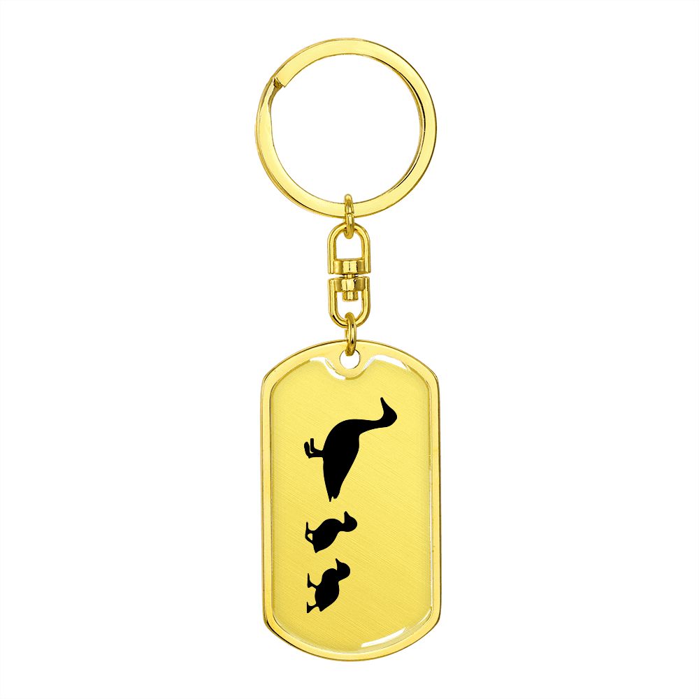 Mama Duck With 2 Ducklings - Luxury Dog Tag Keychain