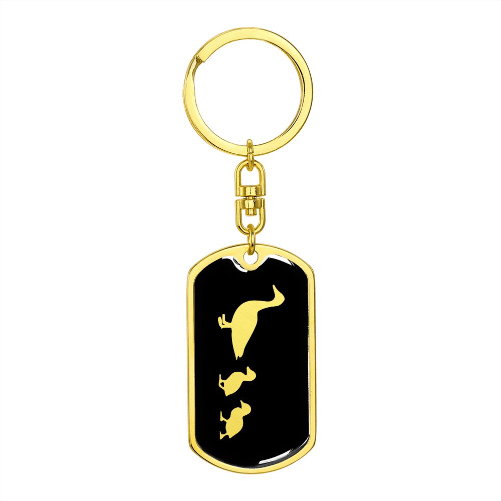 Mama Duck With 2 Ducklings v2 - Luxury Dog Tag Keychain