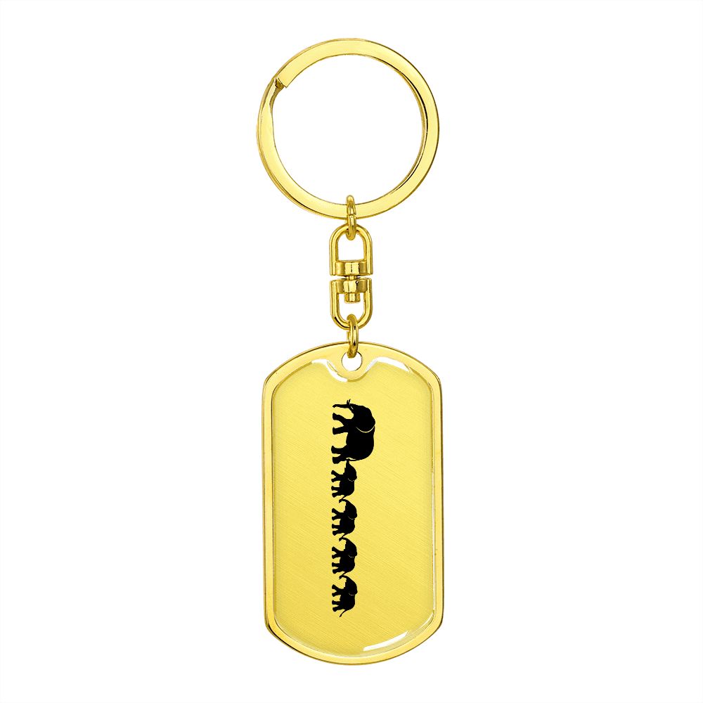 Mama Elephant With 4 Calves - Luxury Dog Tag Keychain