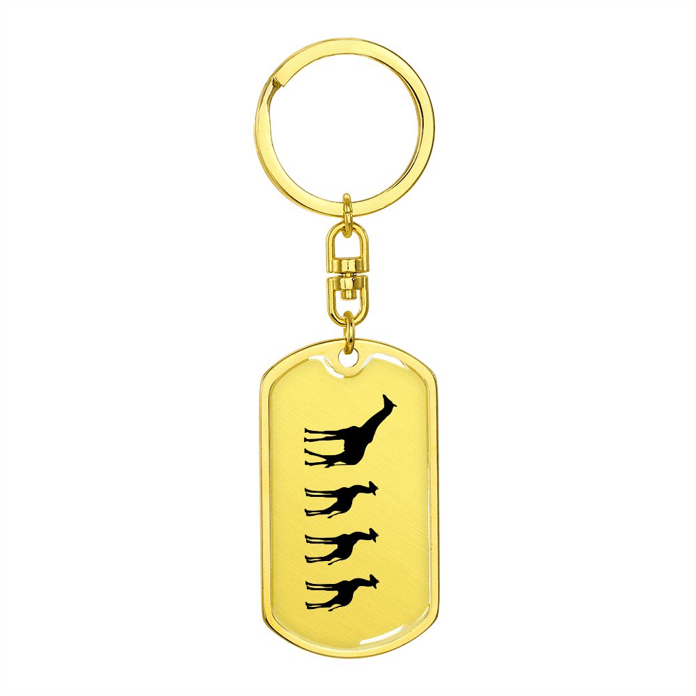 Mama Giraffe With 3 Calves - Luxury Dog Tag Keychain