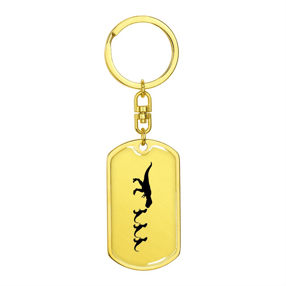Mama Dinosaur With 3 Hatchlings - Luxury Dog Tag Keychain