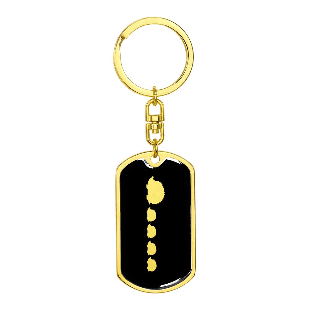 Mama Hedgehog With 4 Hoglets v2 - Luxury Dog Tag Keychain
