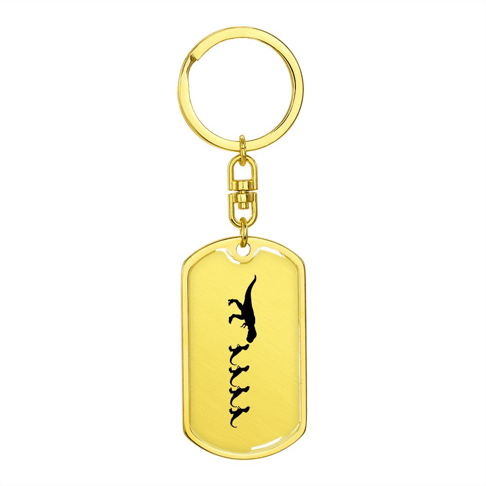 Mama Dinosaur With 4 Hatchlings - Luxury Dog Tag Keychain