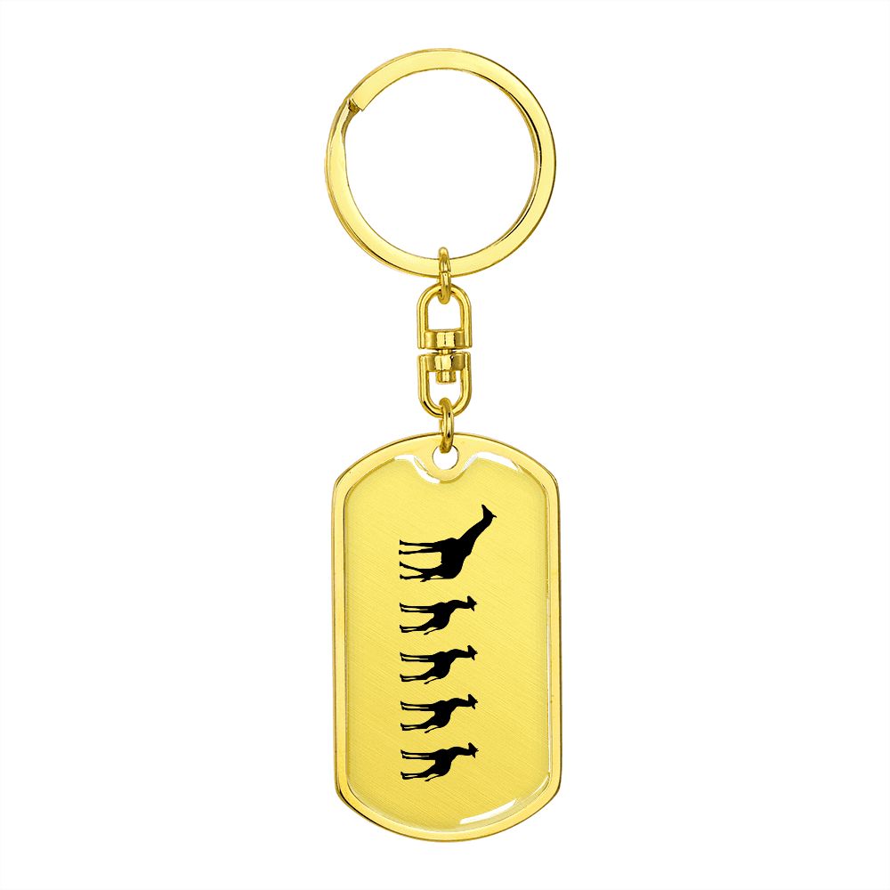 Mama Giraffe With 4 Calves - Luxury Dog Tag Keychain