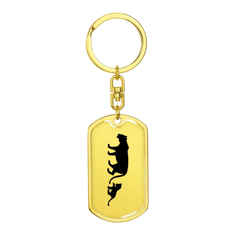 Mama Lioness With 1 Cub - Luxury Dog Tag Keychain