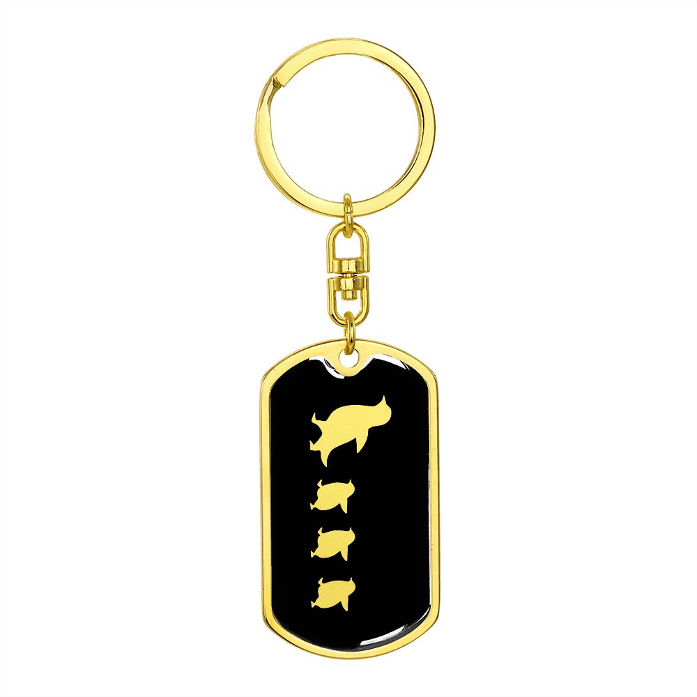 Mama Penguin With 3 Chicks v2 - Luxury Dog Tag Keychain