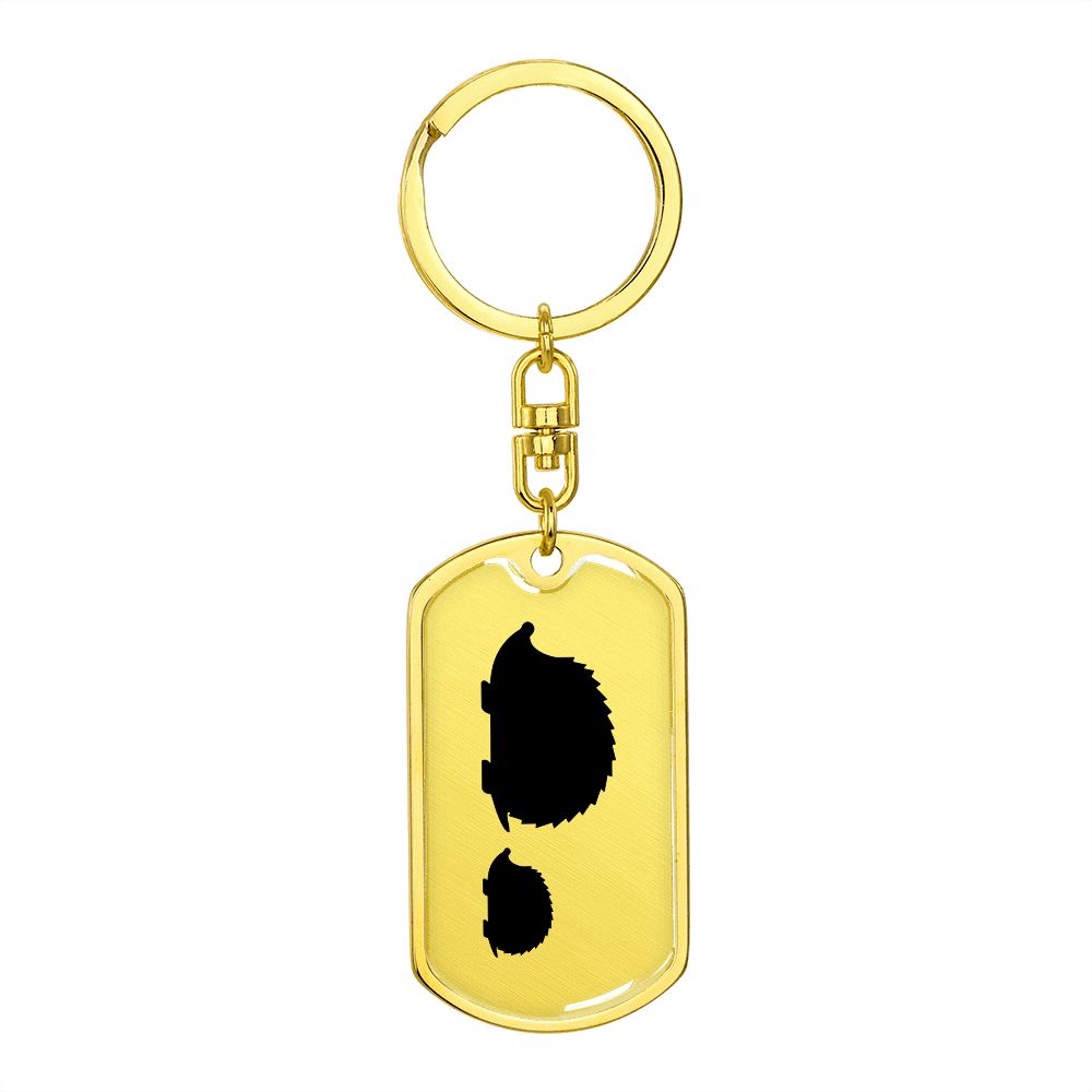 Mama Hedgehog With 1 Hoglet - Luxury Dog Tag Keychain