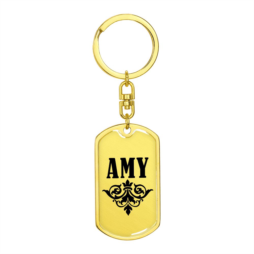 Amy v01a - Luxury Dog Tag Keychain
