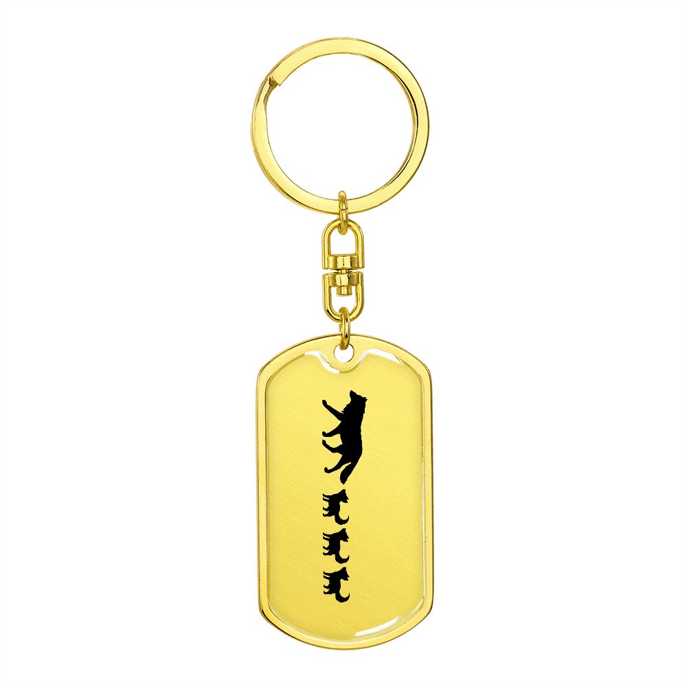 Mama Wolf With 3 Pups - Luxury Dog Tag Keychain