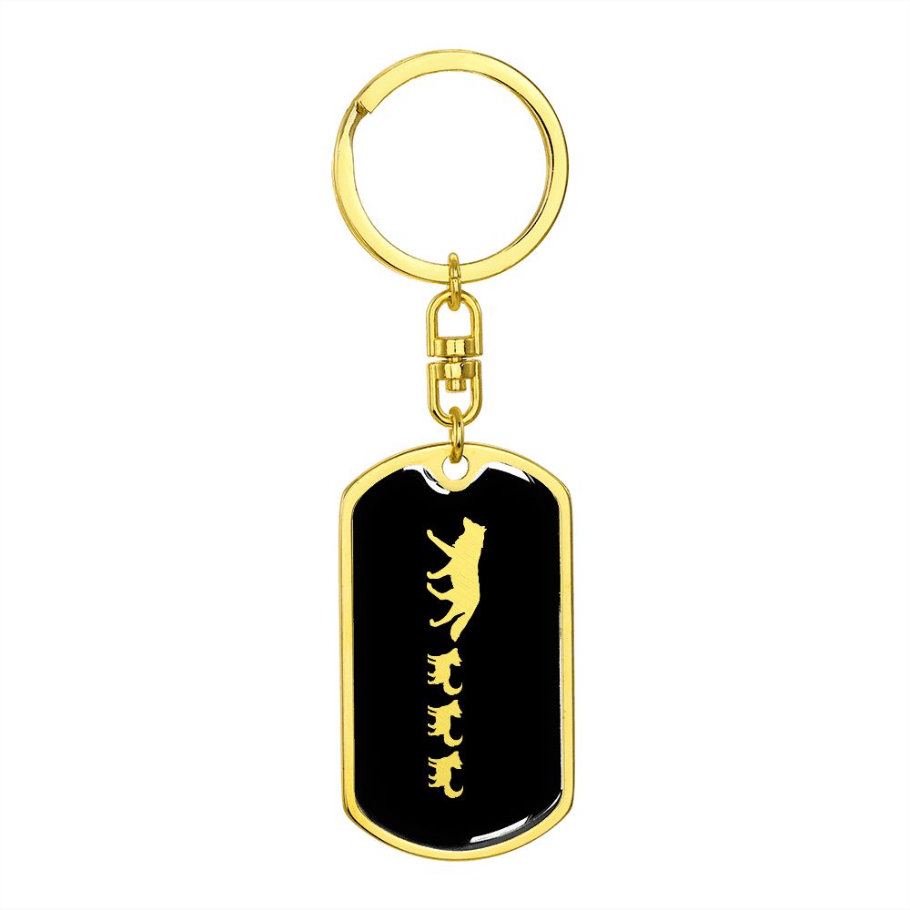 Mama Wolf With 3 Pups v2 - Luxury Dog Tag Keychain