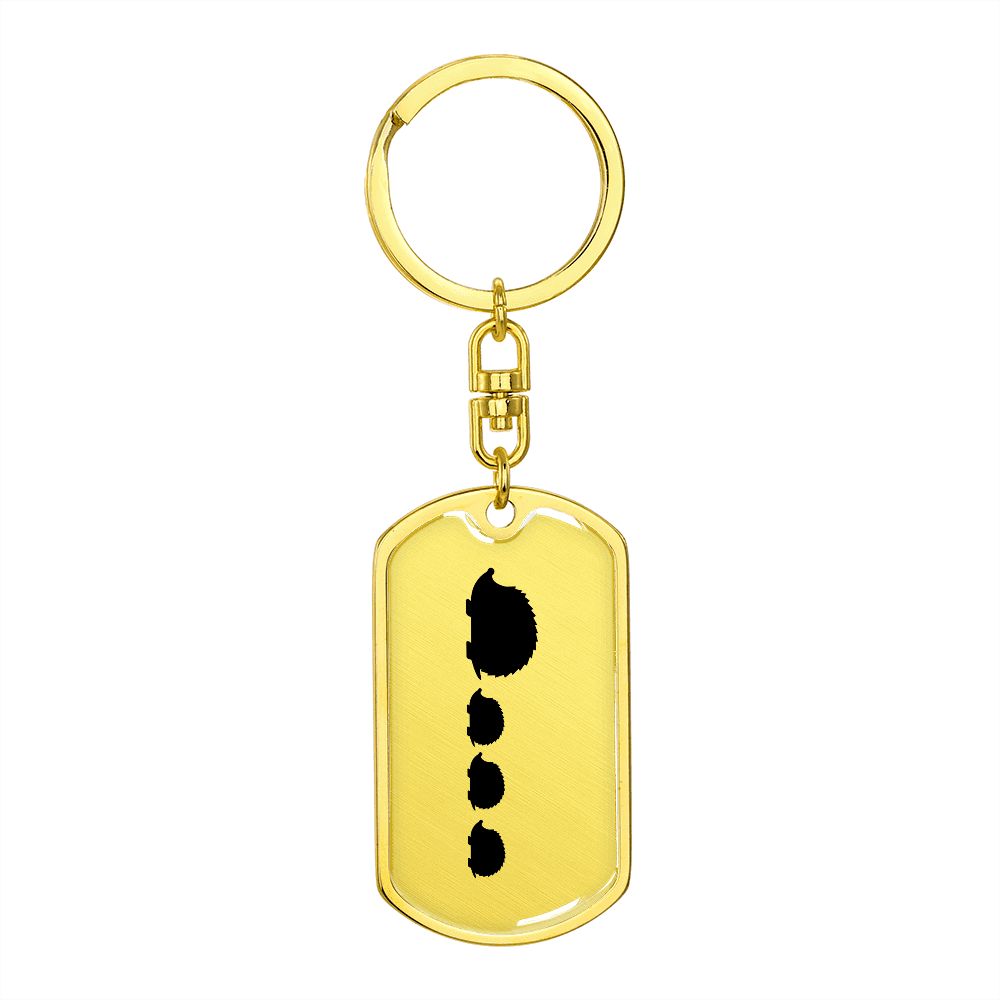 Mama Hedgehog With 3 Hoglets - Luxury Dog Tag Keychain