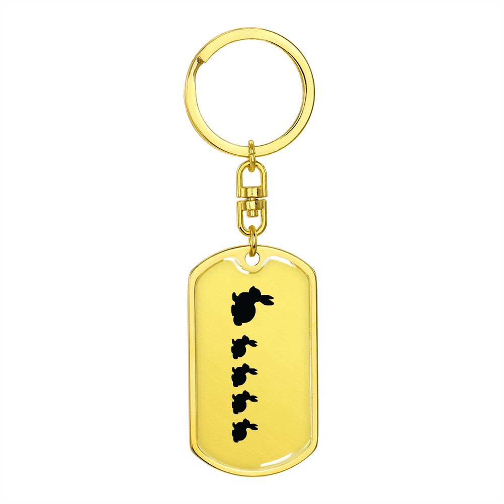 Mama Rabbit With 4 Kittens - Luxury Dog Tag Keychain