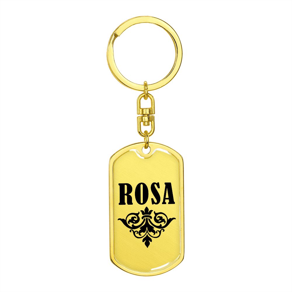 Rosa v01a - Luxury Dog Tag Keychain