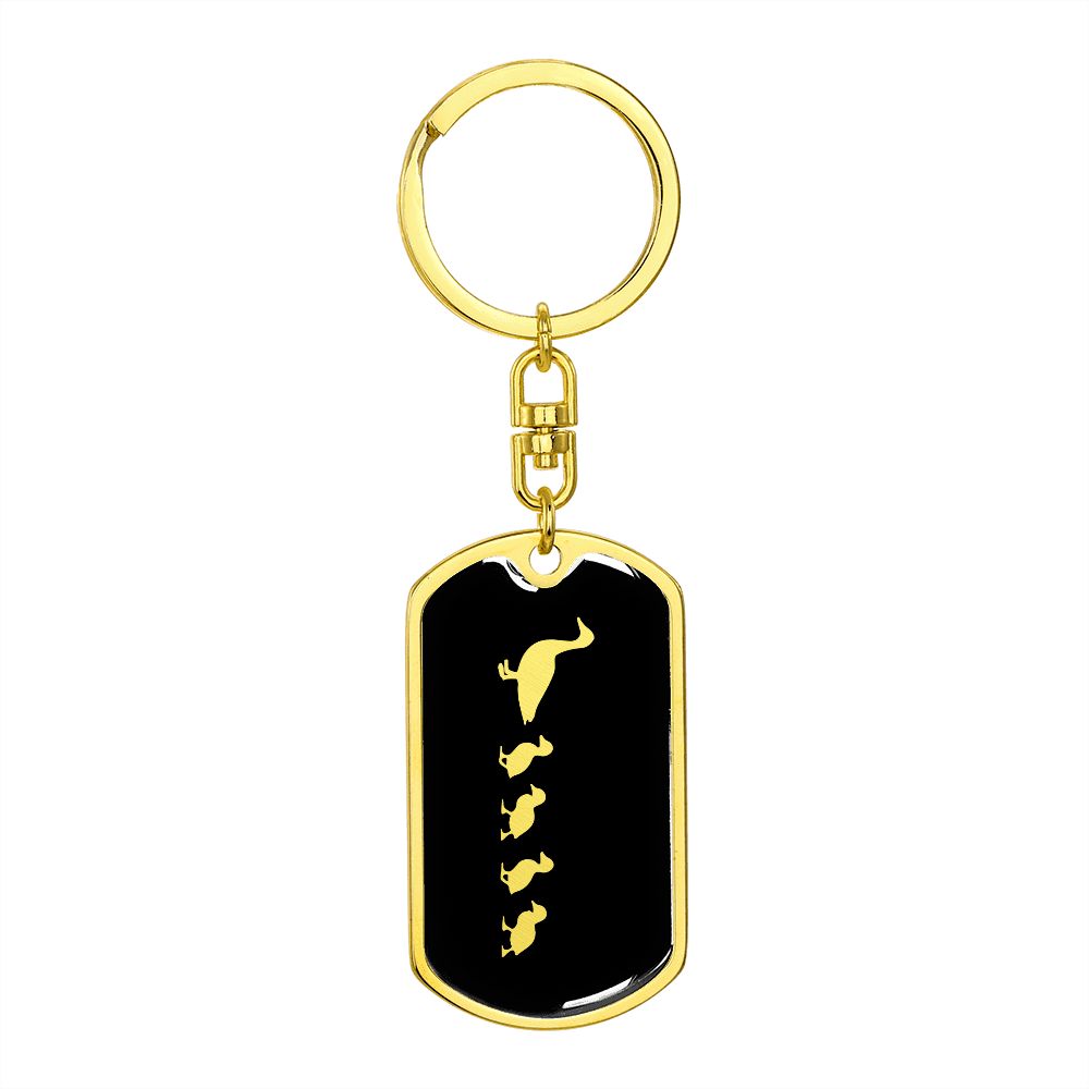 Mama Duck With 4 Ducklings v2 - Luxury Dog Tag Keychain