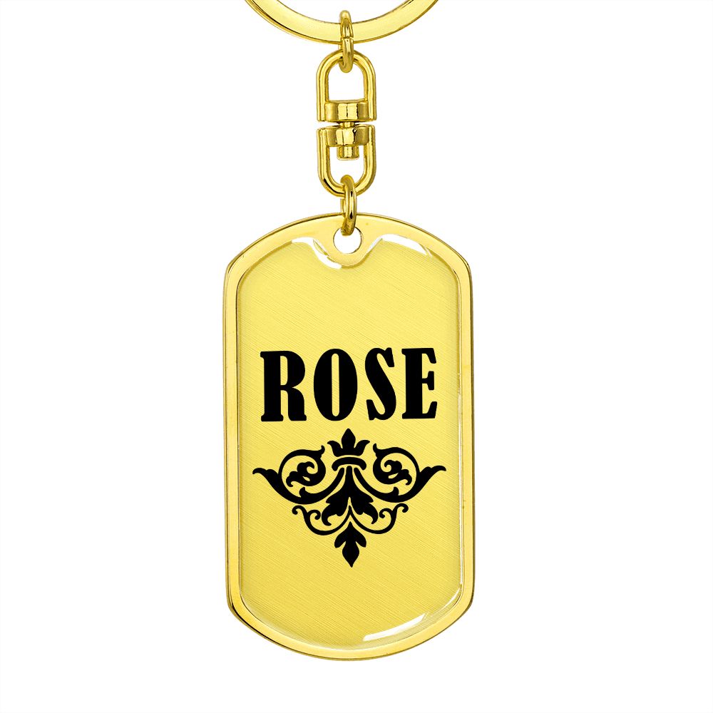 Rose v01a - Luxury Dog Tag Keychain