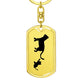 Mama Cat With 1 Kitten - Luxury Dog Tag Keychain