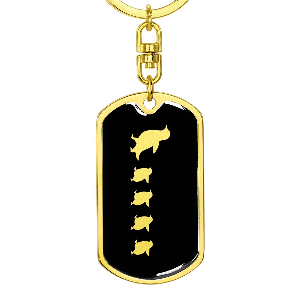 Mama Penguin With 4 Chicks v2 - Luxury Dog Tag Keychain