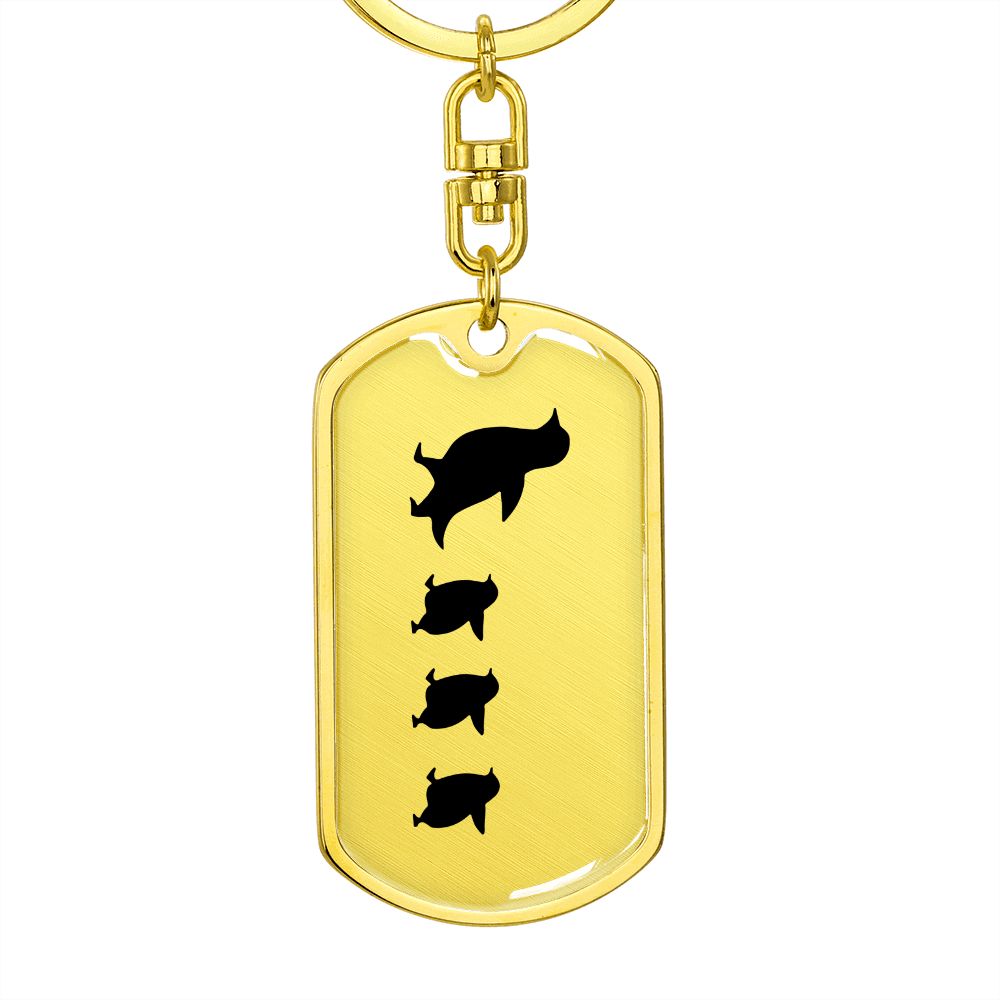Mama Penguin With 3 Chicks - Luxury Dog Tag Keychain