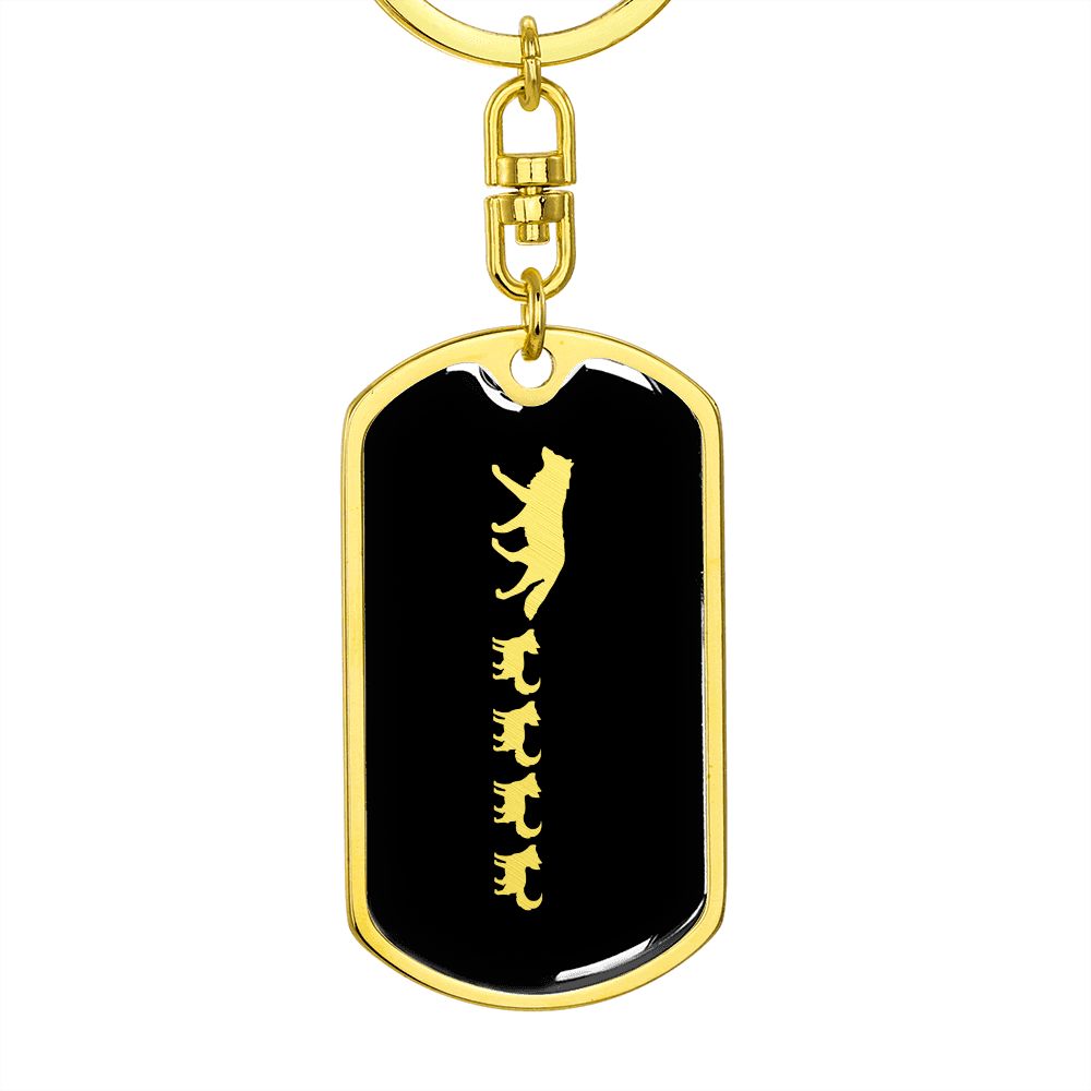 Mama Wolf With 4 Pups v2 - Luxury Dog Tag Keychain