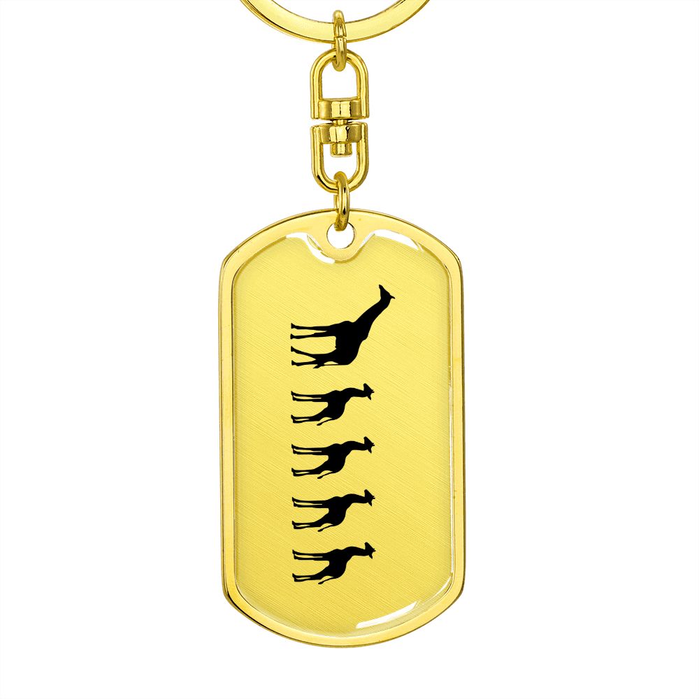 Mama Giraffe With 4 Calves - Luxury Dog Tag Keychain