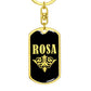Rosa v02a - Luxury Dog Tag Keychain