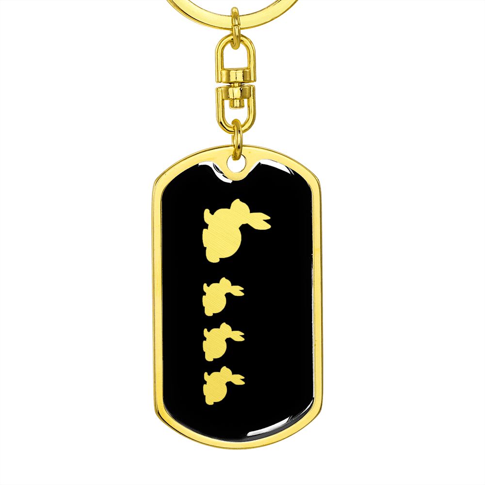 Mama Rabbit With 3 Kittens v2 - Luxury Dog Tag Keychain