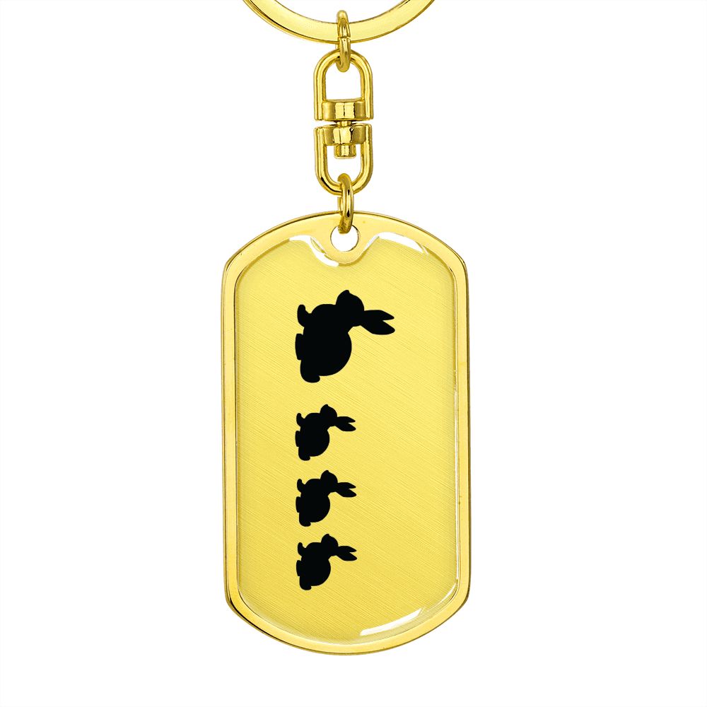 Mama Rabbit With 3 Kittens - Luxury Dog Tag Keychain