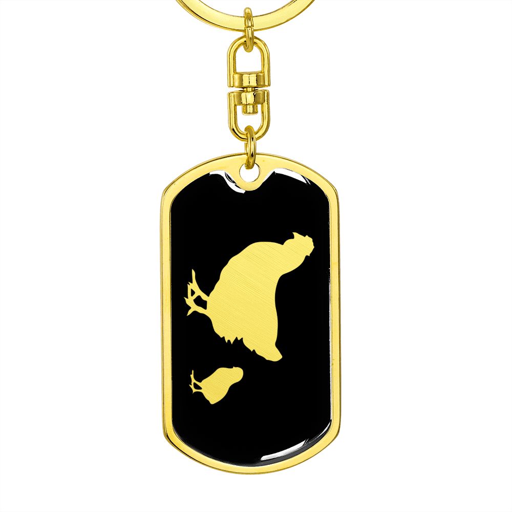 Mama Chicken With 1 Chick v2 - Luxury Dog Tag Keychain