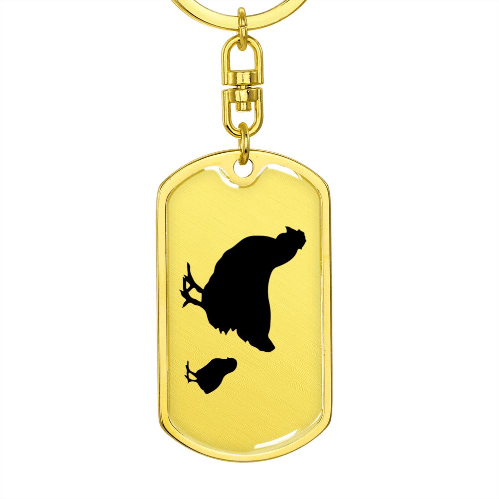 Mama Chicken With 1 Chick - Luxury Dog Tag Keychain