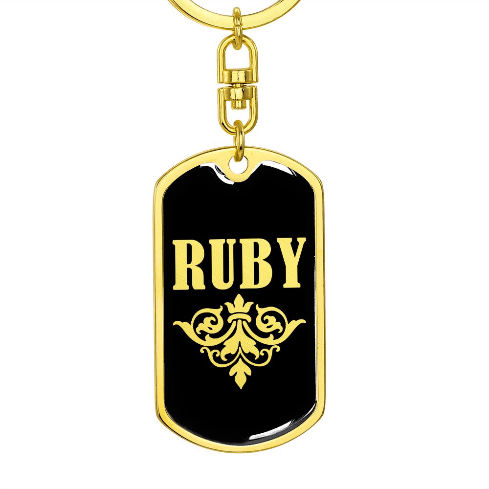Ruby v02a - Luxury Dog Tag Keychain